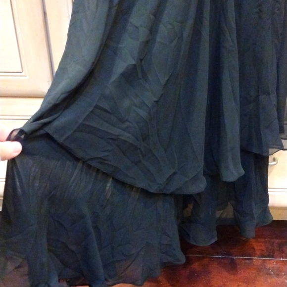 🖤 Y2K Black Beaded Sequin Rhinestone Silk/ Sheath/ Bias Cut Dress - Picture 5 of 16